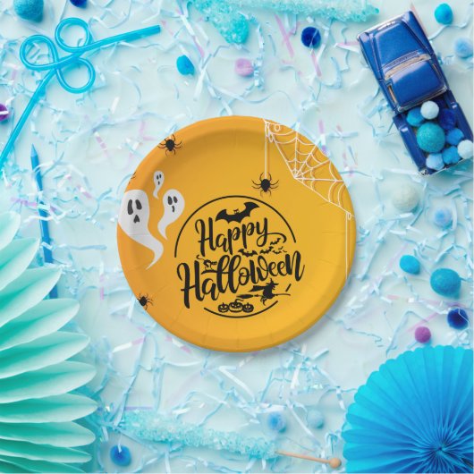 GHOST BAT SPIDER WEB ILLUSTRATION HALLOWEEN PAPPTELLER (Party)