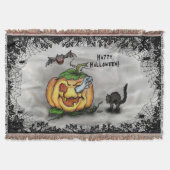 Ghost, Bat und Katze, glücklich Halloween! Decke (Vorderseite)