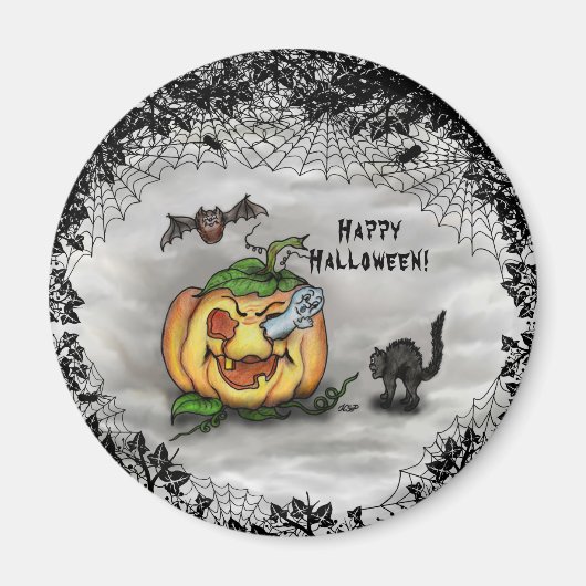 Ghost, Bat und Katze, glücklich Halloween! Magnet (Vorne)