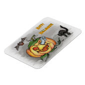 Ghost, Bat und Katze, glücklich Halloween! Magnet (Linke Seite)