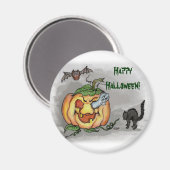 Ghost, Bat und Katze, glücklich Halloween! Magnet (Vorderseite/Rückseite)
