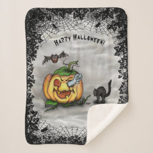 Ghost, Bat und Katze, glücklich Halloween! Sherpadecke