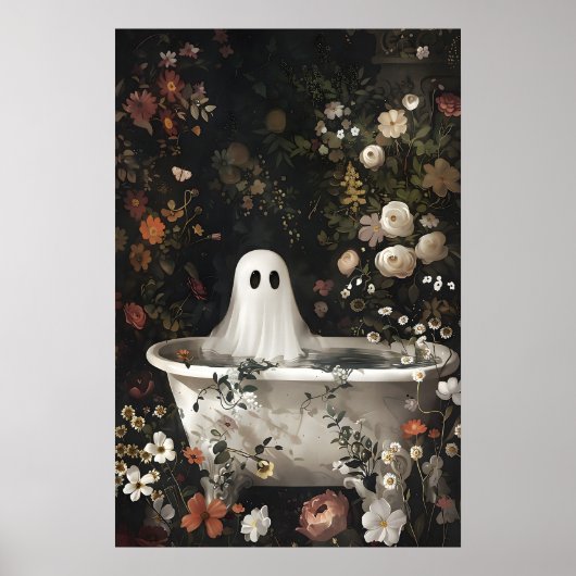 Ghost Bathtub Floral Portrait, Dark Academia Poster (Vorne)