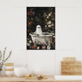 Ghost Bathtub Floral Portrait, Dark Academia Poster (Küche)