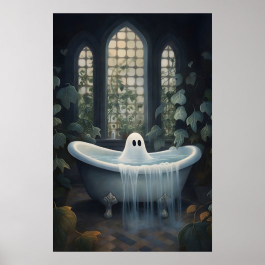 Ghost Bathtub Portrait Print, Dark Academia Poster (Vorne)