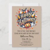 Ghost Bats Trick oder Treat Pumpkin-Halloween-Part Einladung (Vorderseite)