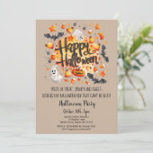 Ghost Bats Trick oder Treat Pumpkin-Halloween-Part Einladung (Stehend Vorderseite)