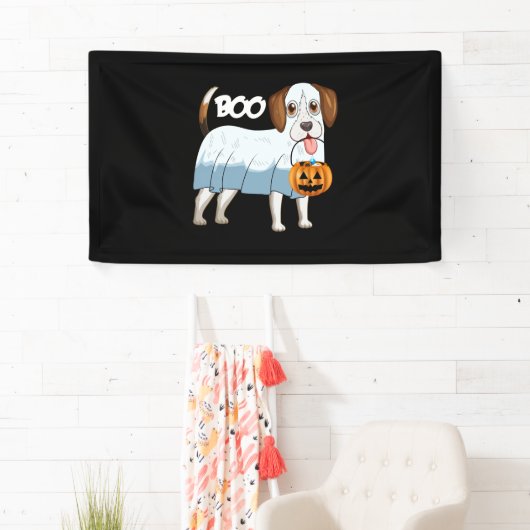 Ghost Beagle Halloween Dog Banner (Insitu)