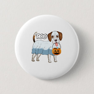 Ghost Beagle Halloween Dog Button