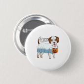 Ghost Beagle Halloween Dog Button (Vorne & Hinten)
