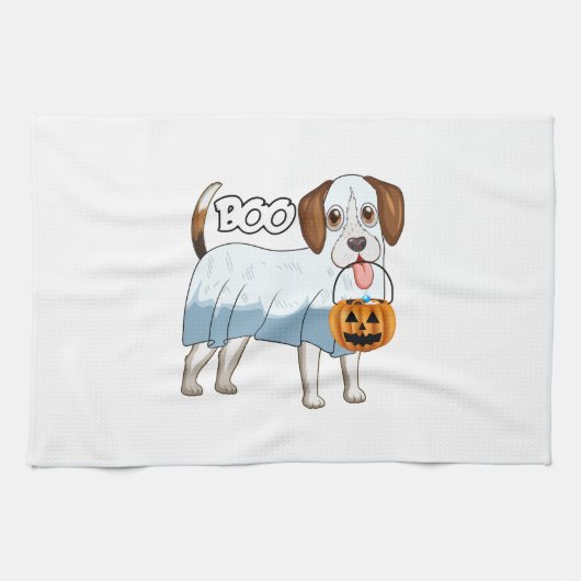 Ghost Beagle Halloween Dog Geschirrtuch (Horizontal)