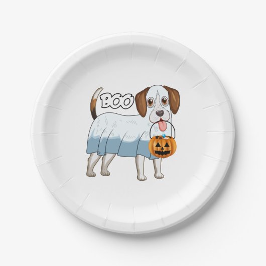 Ghost Beagle Halloween Dog Pappteller (Vorderseite)