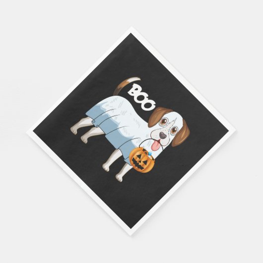Ghost Beagle Halloween Dog Serviette (Ecke)