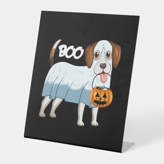 Ghost Beagle Halloween Dog Sockelschild (Vorderseite)