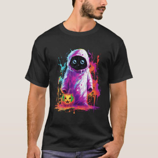 Ghost Beängstigend Halloween Black Cat Pumpkin T S T-Shirt