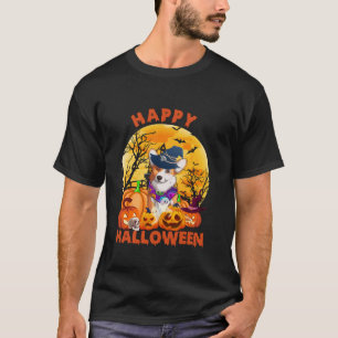 Ghost Beängstigend Pumpkin Moon Hexe Corgi Dog Hal T-Shirt