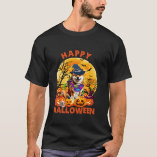 Ghost Beängstigend Pumpkin Moon Hexe Shiba Inu Dog T-Shirt