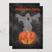 Ghost Beängstigende Kürbislaterne Halloween Einlad Einladung (Vorne/Hinten)