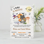 Ghost, Black Cat, Pumpkin : Halloween Baby Show Einladung (Stehend Vorderseite)