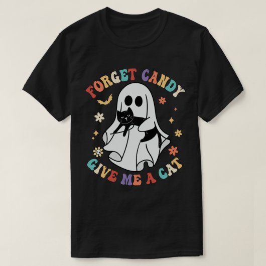 Ghost Black Cat Vergessen Bonbons geben mir Katze  T-Shirt (Design vorne)