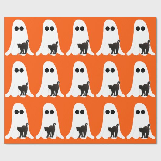 Ghost Black Cat Wrapping Paper Geschenkpapier (Flach)