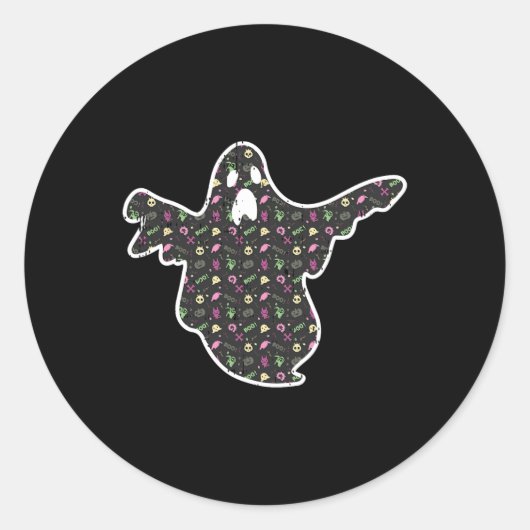 Ghost Boo Grim Sensenmann Pumpkin Muster Easy Hall Runder Aufkleber (Vorderseite)