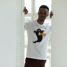 Ghost Boo Halloween Black Orange Graphic T-Shirt