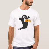 Ghost Boo Halloween Black Orange Graphic T-Shirt (Vorderseite)
