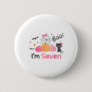 Ghost Boo ich bin sieben 7 Jahre alt Halloween Kin Button