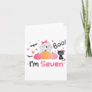 Ghost Boo ich bin sieben 7 Jahre alt Halloween Kin Karte