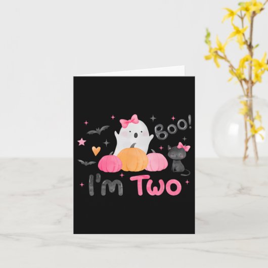 Ghost Boo Ich bin zwei 2 Jahre alt Halloween Kinde Karte (Gelbe Blume)