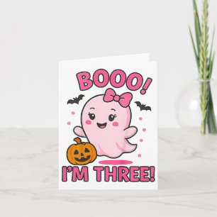 Ghost Boo I'm Three Years 3rd Birthday Toddler Hal Karte