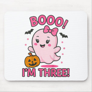Ghost Boo I'm Three Years 3rd Birthday Toddler Hal Mousepad