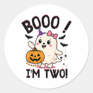 Ghost Boo I'm Two Years 2. Geburtstag Kleinkind Ha Runder Aufkleber