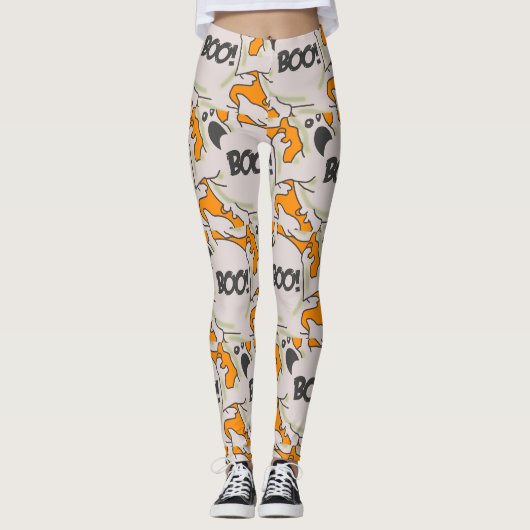 Ghost Boo orange Leggings (Vorderseite)