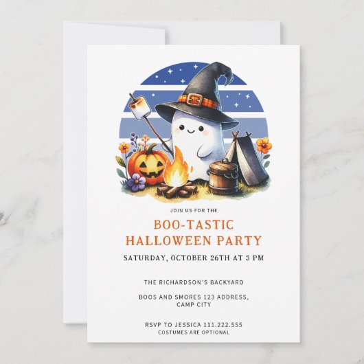 Ghost-Boo-Tastic-Camping-Halloween-Party Einladung (Vorderseite)