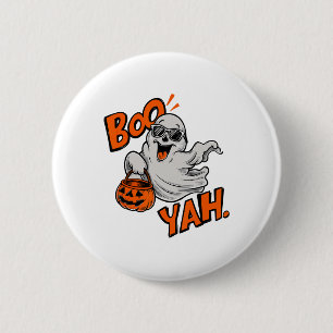 Ghost Boo Yah Funny Halloween Shirt Spooky Booyah Button