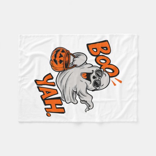 Ghost Boo Yah Funny Halloween Shirt Spooky Booyah Fleecedecke (Vorderseite (Horizontal))