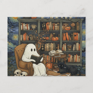 Ghost Book Reader Lesen der Buchliteratur Lover Feiertagspostkarte