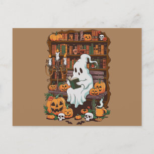 Ghost Book Reader Lover Gift Reader Postkarte