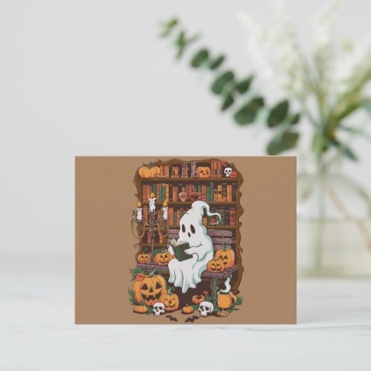Ghost Book Reader Lover Gift Reader Postkarte (Stehend Vorderseite)