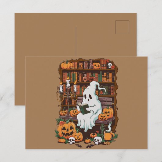 Ghost Book Reader Lover Gift Reader Postkarte (Vorne/Hinten)