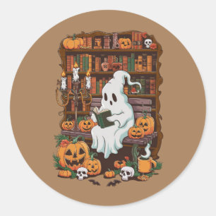 Ghost Book Reader Lover Gift Reader Runder Aufkleber