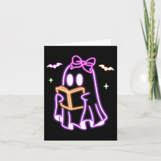 Ghost Book Reading Halloween Niedlich Ghost Book L Karte (Vorderseite)