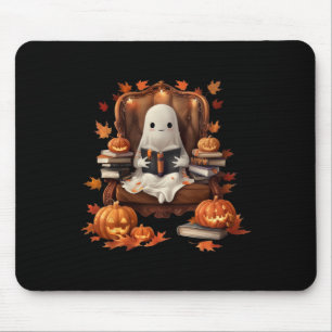 Ghost Book Reading Pumpkin Gothic Halloween Teache Mousepad