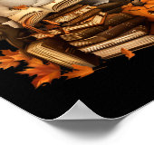 Ghost Book Reading Pumpkin Gothic Halloween Teache Poster (Ecke)