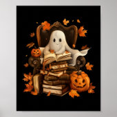 Ghost Book Reading Pumpkin Gothic Halloween Teache Poster (Vorne)