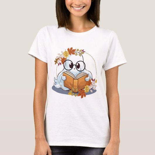 Ghost Books Funny Ghost Book Nerd T-Shirt (Vorderseite)