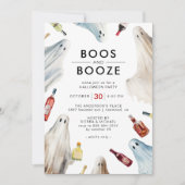 Ghost Boos and Booze | Fun Adult Halloween Party Einladung (Vorderseite)