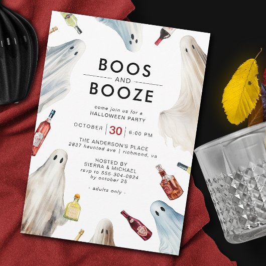 Ghost Boos and Booze | Fun Adult Halloween Party Einladung